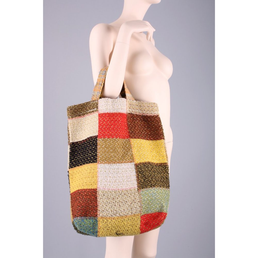 Vintage 70s Patchwork Shopper Hippie Tote Bag - Picture 4 of 7